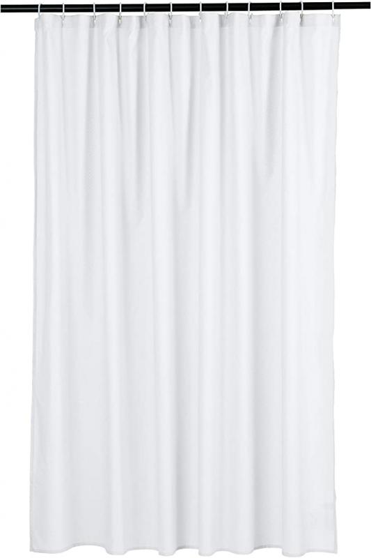 Amazon Basics Waffle Texture Bathroom Shower Curtain - White, 72 Inch