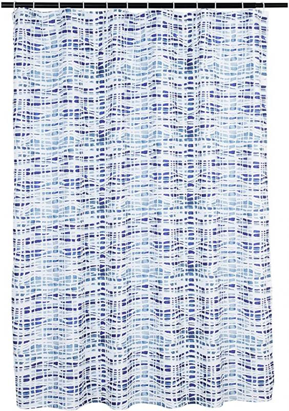 Amazon Basics Microfiber Blue Serene Printed Pattern Bathroom Shower Curtain