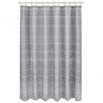Amazon Basics Microfiber Grey Boho Printed Pattern Bathroom Shower Curtain