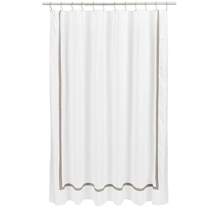 Amazon Basics Bathroom Shower Curtain - Taupe Hotel Stitch, 72 Inch