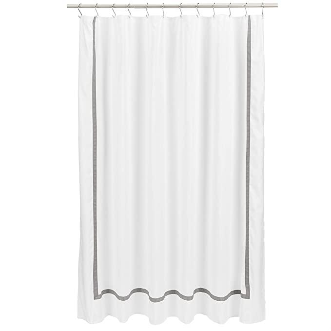 Amazon Basics Bathroom Shower Curtain - Dark Grey Hotel Stitch, 72 Inch