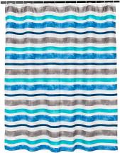 Amazon Basics Microfiber Watercolor Stripe Printed Pattern Bathroom Shower Curtain