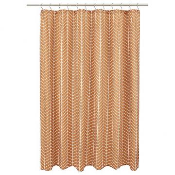 Amazon Basics Microfiber Terracotta Herringbone Printed Pattern Bathroom Shower Curtain