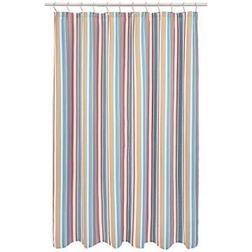 Amazon Basics Microfiber Multicolor Stripe Printed Pattern Bathroom Shower Curtain