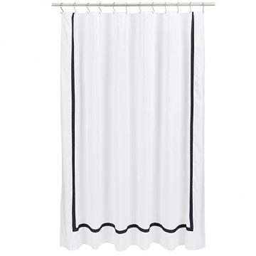 Amazon Basics Bathroom Shower Curtain - Navy Blue Hotel Stitch, 72 Inch