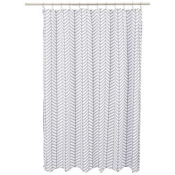 Amazon Basics Microfiber Dark Grey Herringbone Printed Pattern Bathroom Shower Curtain