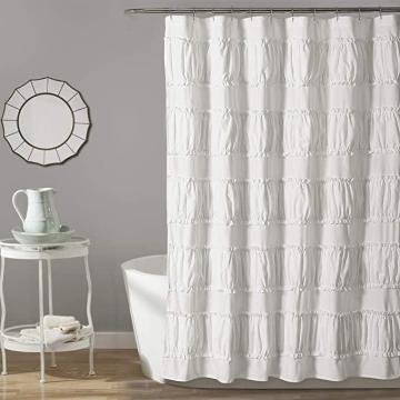 Lush Decor, White Nova Ruffle Shower Curtain, 72" x 72"