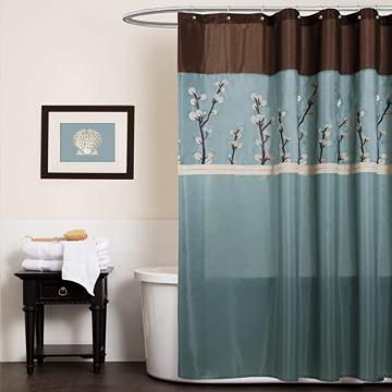 Lush Triangle Home Fashions 19259 Lush Decor Cocoa Flower Shower Curtain