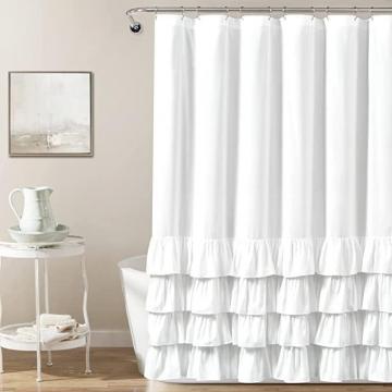 Lush Decor Allison Ruffle Shower Curtain, 72" x 72", White