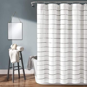 Lush Decor, Gray Ombre Stripe Yarn Dyed Cotton Shower Curtain, 72" x 72"