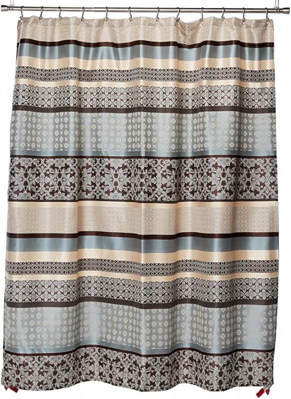 E&E Madison Park Princeton Geometric Jacquard Fabric Shower Curtain , Transitional Shower Curtains
