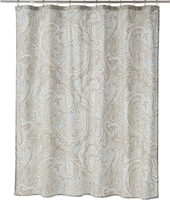 E&E Madison Park Ronan Design Organic Cotton Fabric Long Shower Curtain , Paisley Classic