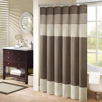 E&E Madison Park Amherst Fabric Brown Shower Curtain , Pieced Transitional Simple