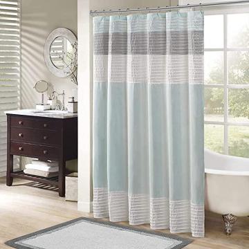 E&E Madison Park Amherst Fabric Aqua Shower Curtain ,Pieced Transitional Simple