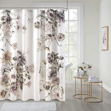 E&E Madison Park Cassandra Cotton Percale Bathroom Shower, Printed Floral Design Modern Shabby Chic