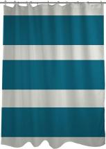 One Bella Casa Helen Stripe Shower Curtain by OBC, Standard 71"x 77", Ivory/Blue/Green
