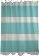 One Bella Casa Helen Stripe Shower Curtain by OBC, Standard 71"x 77", Ivory/Aqua