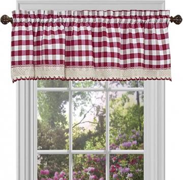 Achim Home Furnishings Valance Buffalo Check Window Curtain, 58 in x 14 in, Red