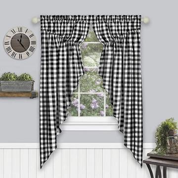 Achim Home Furnishings Buffalo Check Gathered Swag Window Curtain Pair, 72" x 63"