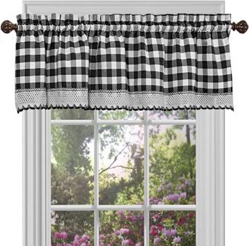 Achim Home Furnishings Valance Buffalo Check Window Curtain, 58 in x 14 in, Black