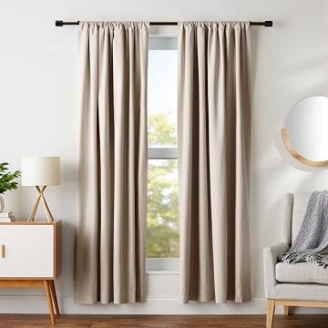 Amazon Basics Room Darkening Blackout Window Curtains with Tie Backs Set - 52 x 84-Inch, Taupe