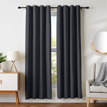 Amazon Basics Room Darkening Blackout Window Curtains with Grommets - 42 x 84-Inch, Black