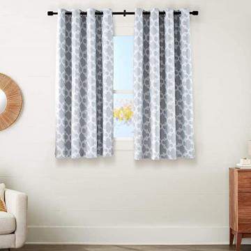 Amazon Basics Room-Darkening Blackout Curtain Set with Grommets - 52 x 63-Inch, Light Gray Lattice