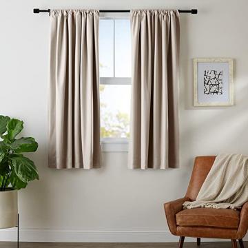 Amazon Basics Room Darkening Blackout Window Curtains with Tie Backs Set - 52 x 63-Inch, Taupe