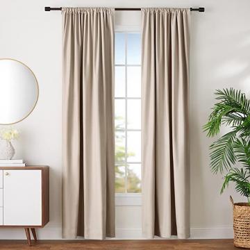 Amazon Basics Room Darkening Blackout Window Curtains with Tie Backs Set - 42 x 96-Inch, Taupe