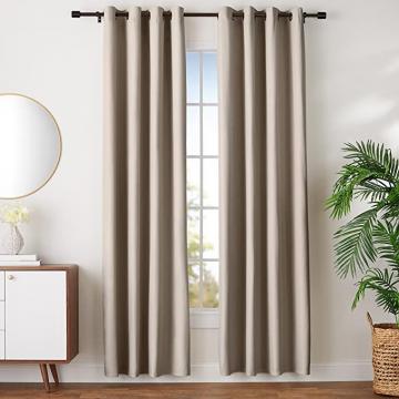 Amazon Basics Room Darkening Blackout Window Curtains with Grommets - 52 x 96-Inch, Taupe