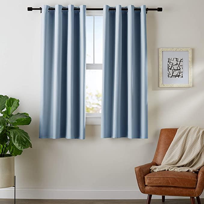 Amazon Basics Room Darkening Blackout Window Curtains with Grommets - 42 x 63-Inch, Light Blue