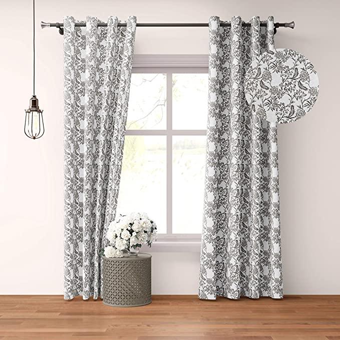 Drapery Bazaar Linen Blended Curtain Panels Light Reducing for Living Room, Steel Grommet