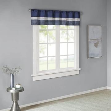 E&E Madison Park Amherst Single Panel Faux Silk Rod Pocket Curtain With Privacy Lining, Navy