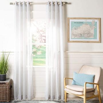 Safavieh Home Curtain Lemma Grey Semi-Sheer 52" x 96" Grommet Drape Panel Window Treatment