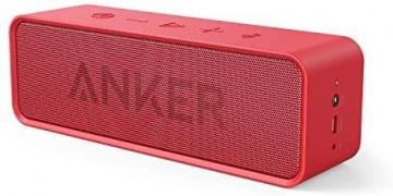 Anker Soundcore 24-Hour Playtime Bluetooth Speaker, Stereo Sound, Built-in Mic., Red