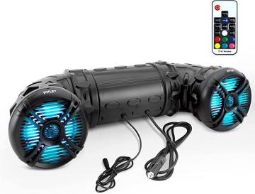 Pyle Marine ATV Powered Speakers - 4.0 Wireless Bluetooth, 800 Watt, Color Changing LED Lights, IP44