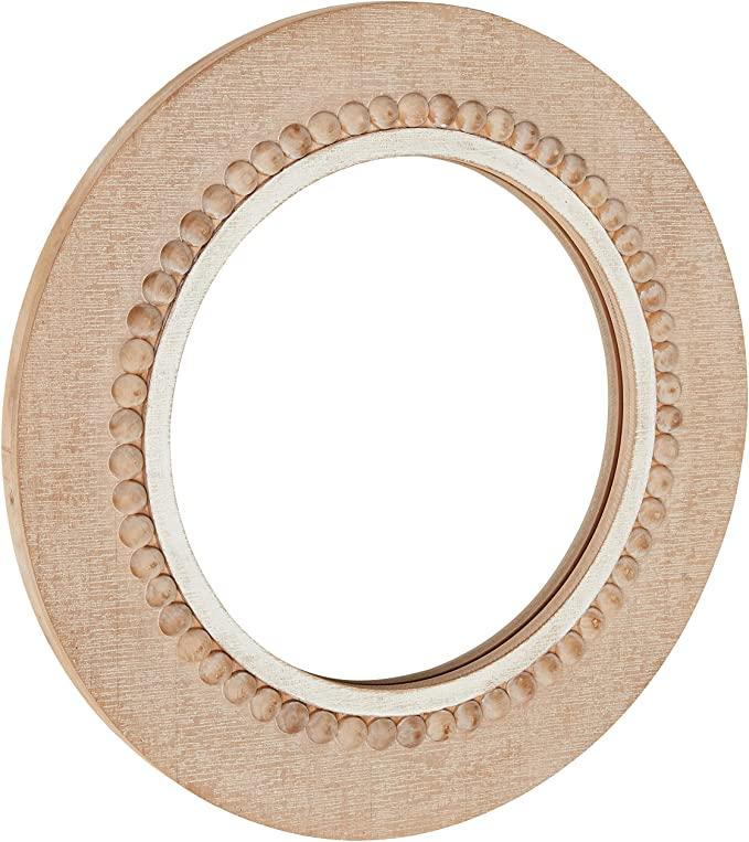 Creative Co-Op Round Decorative Wood Wall Mirror
