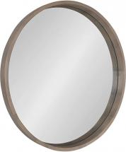 Kate and Laurel Hutton Round Decorative Wood Frame Wall Mirror, 30 Inch Diameter, Graywash