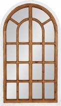 Kate and Laurel Boldmere Traditional Wood Windowpane Arch Wall Mirror, 22" x 38", White and Brown