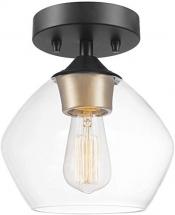 Globe Electric 60333 Harrow Light Semi-Flush Mount, Matte Black with Clear Glass Shade