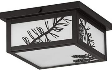 Progress Torrey Collection 2-Light Etched Seeded Glass Craftsman Outdoor Ceiling Flush Mount