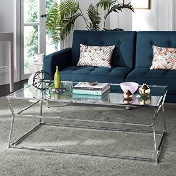 Safavieh Home Collection Ellie White and Glass Rectangle Coffee Table