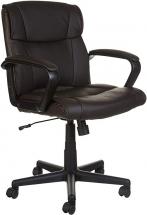 Amazon Basics Padded Office Desk Chair, Armrests, Adjustable, 360-Degree Swivel, 275Lb, Dark Brown