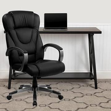 Flash Furniture High Back Black LeatherSoft Office Chair with Titanium Nylon Base and Loop Arms