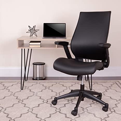Flash Furniture High Back Black LeatherSoft Office Chair with Molded Foam Seat and Adjustable Arms