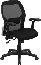 Flash Furniture Mid-Back Super Executive Office Chair with Adjustable Lumbar & Arms, Black Mesh