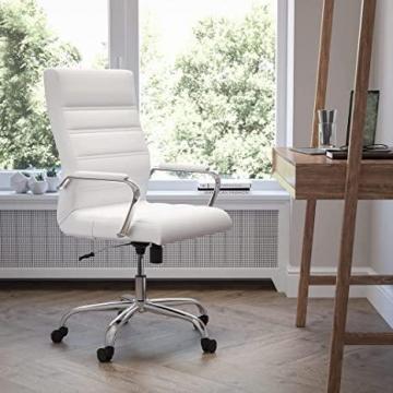 Flash Furniture High Back White LeatherSoft Executive Swivel Office Chair with Chrome Frame