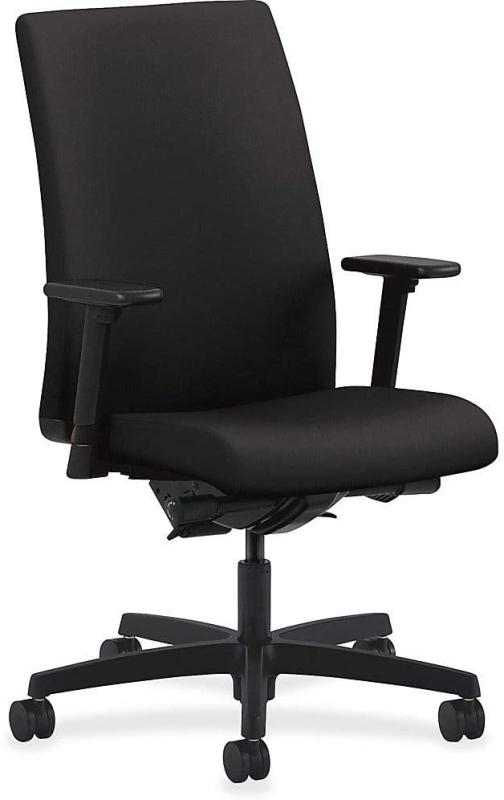 HON Ignition Series Mid-Back Work Chair - Upholstered Computer Chair for Office Desk, Black