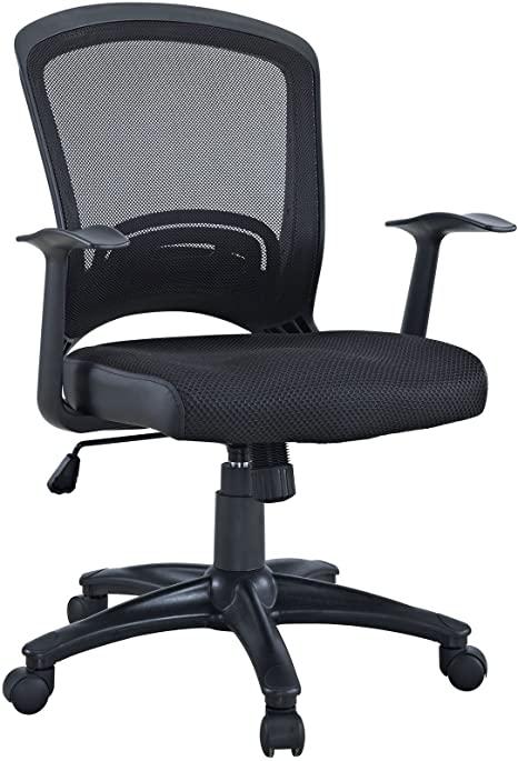 Modway Leo Task Black Mesh Office Chair with Height Adjustable Mesh Fabric Seat