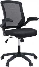 Modway Veer Office Chair with Mesh Back and Vinyl Seat With Flip-Up Arms in Black